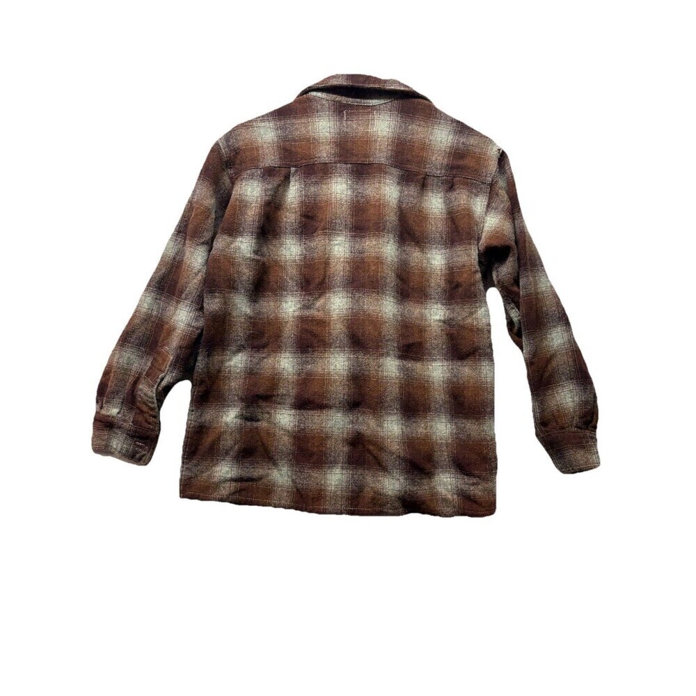 Vintage KLINKERFUES North Country Brown Plaid Flannel Wool Shirt Size M *flaw - Picture 5 of 6